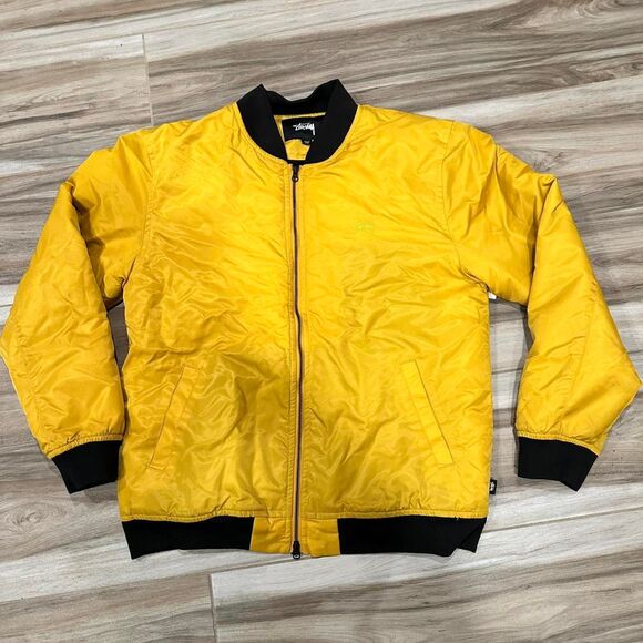 Yellow Stussy Full Zip Bomber Jacket - Picture 2 of 8